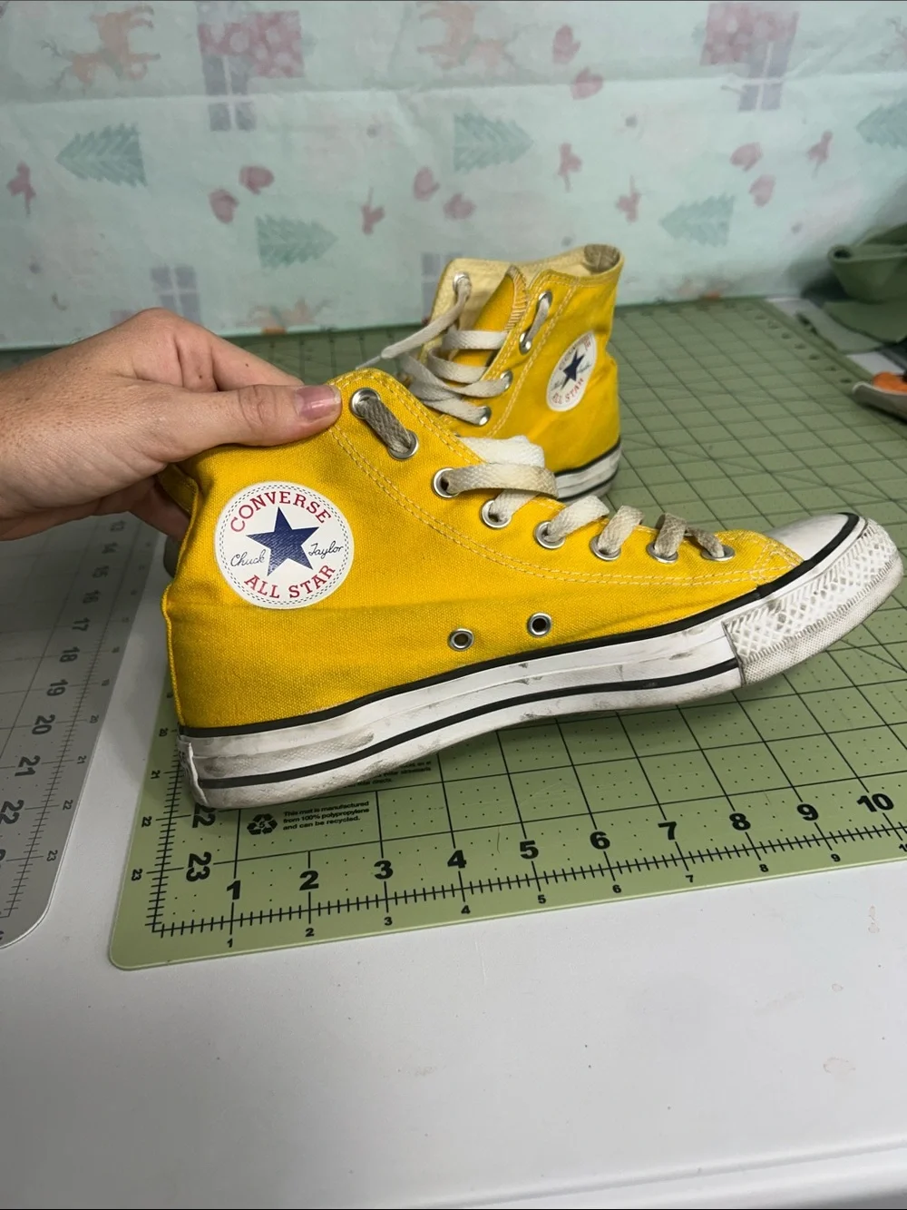 Yellow High-Top Canvas Sneakers